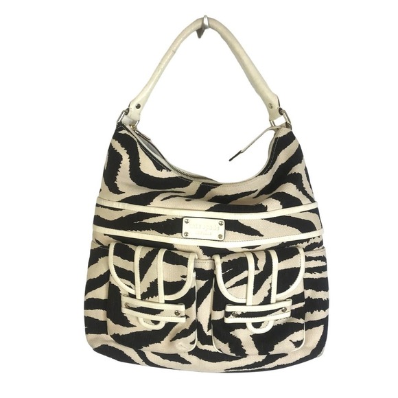 Kate Spade Sullivan Street Blakely Zebra Striped Canvas Tote Satchel - Picture 1 of 11